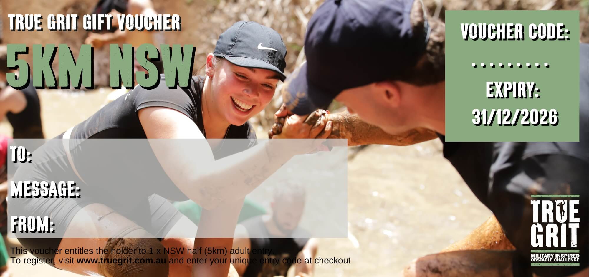 True Grit eGift *Emailed* Voucher - NSW Adults 5km (incl compulsory Insurance)
